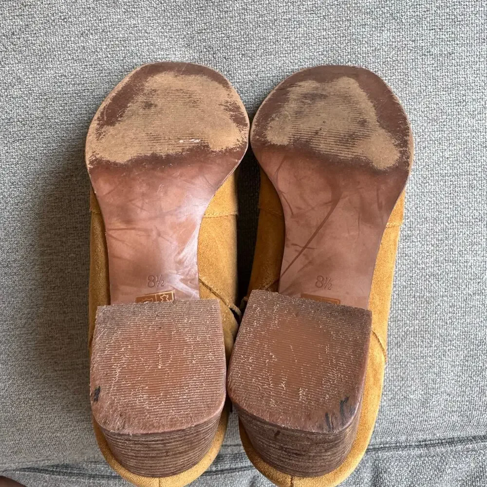 Madewell Chelsea Boot Lather Brown Tan Suede Block Heel Women’s Sz 8.5 - Picture 11 of 12